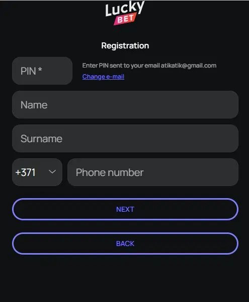 luckybet register